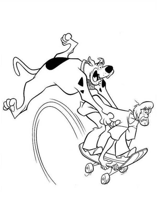 Kolorowanka Kudłaty i Scooby na deskorolce